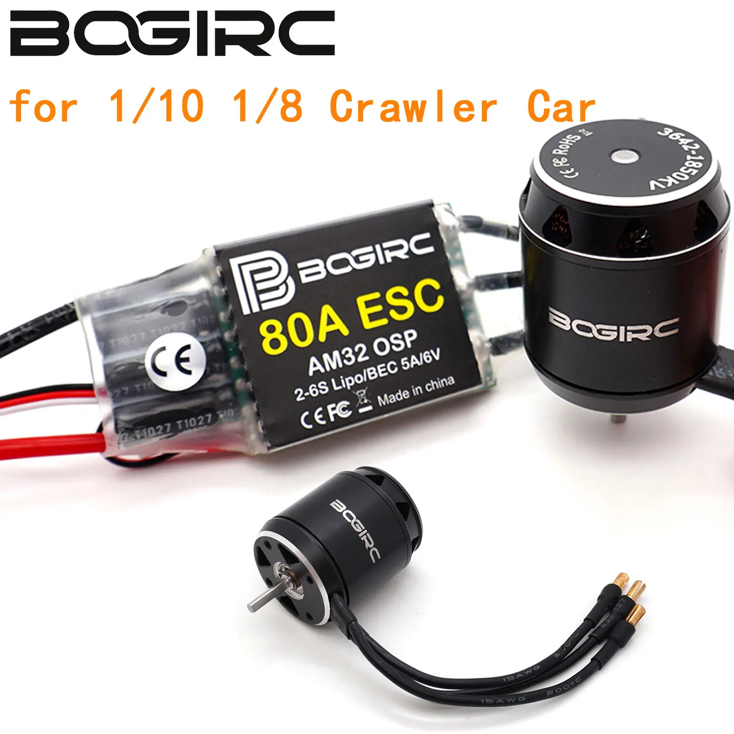 BOGIRC 3642 ブラシレスモーター AM32 80A ESC 1/10 1/8 RC トラクサス TRX4 TRX6 アキシャルクローラー車用