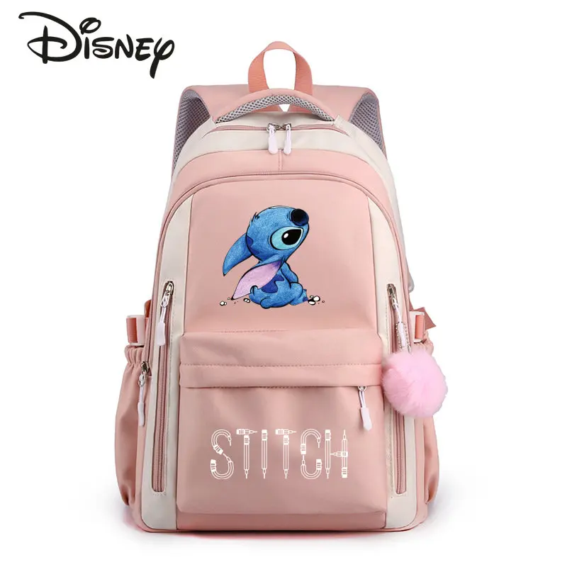 Disney Stitzer Ransel Wanita Baru Ransel Pelajar Modis Kualitas Tinggi Ransel Perjalanan Kapasitas Besar Serbaguna Kartun