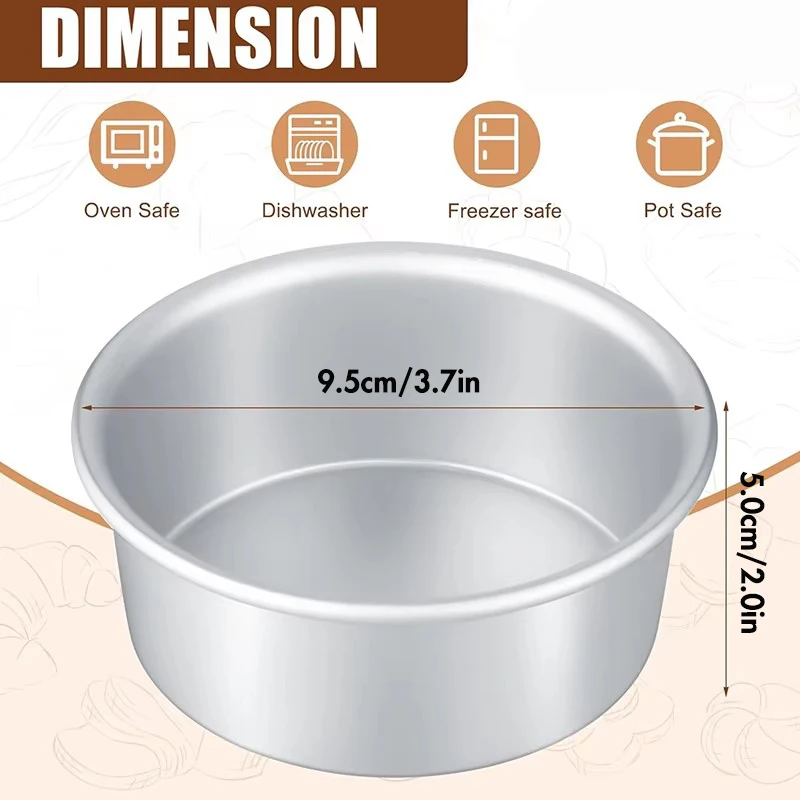6/12Pcs Aluminum Mini Cake Pans, 3.7-Inch Non-stick Cake Baking Pans Set for Home Kitchen DIY Baking Tools
