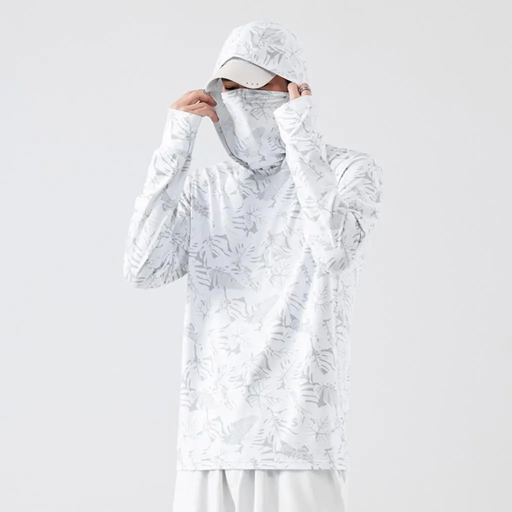 Men's Sun Protection Hoodie Shirt Hooded Clothes for Running Fishing Riding