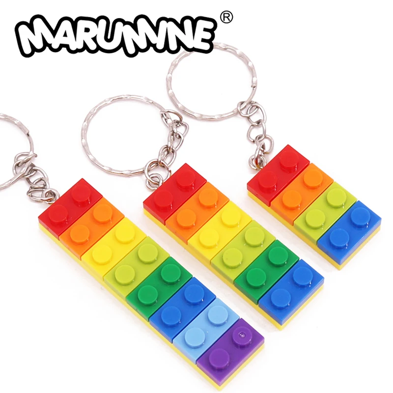 Marumine Keychain MOC Block Assembling 5 Sets 1x2 Base Plate Model Building Accessories Car Pendant Decoration Parts Gift