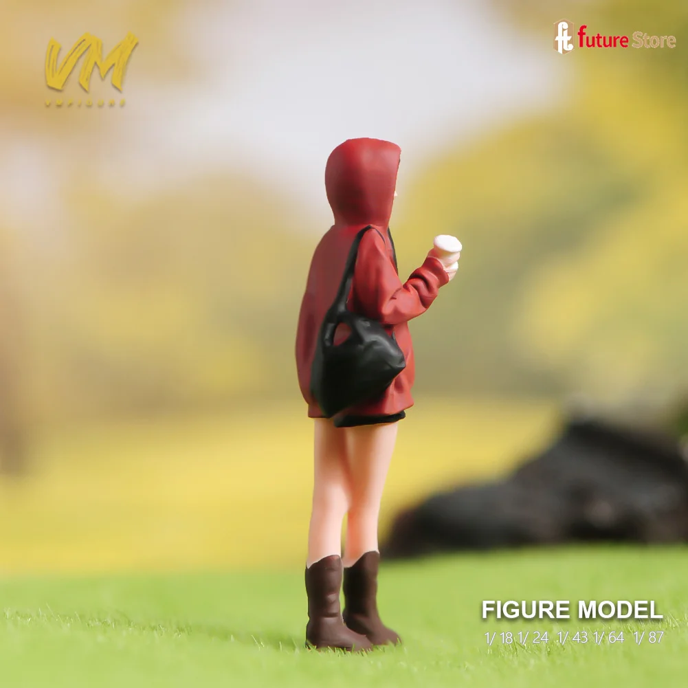 Miniature Figure 1/87 1/64 1/43 1/24 1/18 Beauty Girls Wearing a hoodie Diorama Doll Creative Scene Props Resin Model Decor