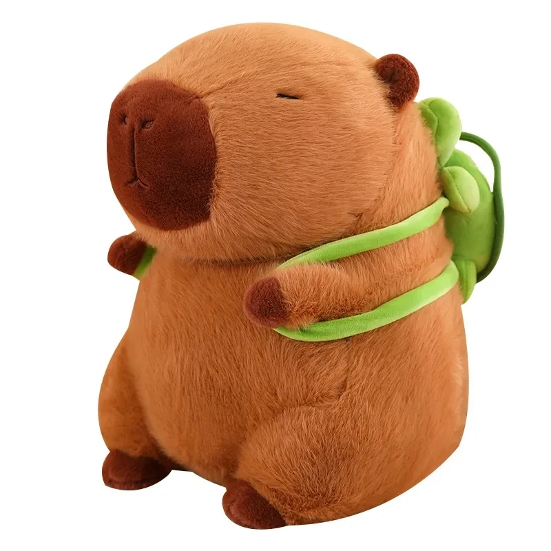 Capybara-peluche con mochila de tortuga, muñeco de simulación de Anime Fluffty, lindo muñeco de animales de peluche, regalo de Navidad, juguetes para niños