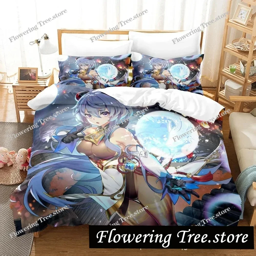 

Genshin Impact Bedding Set Purple Keqing Soft Microfiber Duvet Cover Pillowcase Queen King Ganyu Duvet Cover Sets
