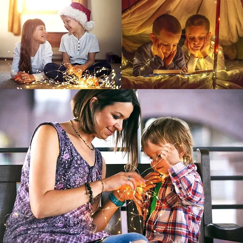 مصباح خرافي LED USB مع جهاز تحكم عن بعد ، سلسلة RGB بيضاء دافئة ، عطلة ، سلك نحاسي ، داخلي ، ديكور منزلي ، العام الجديد ، عيد الميلاد #4