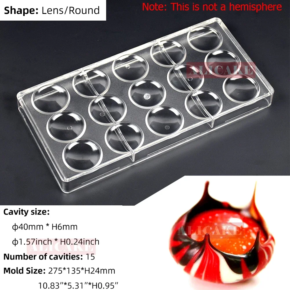 Volcano Chocolate Mold 15 Cavity Polycarbonate Chocolate Moulds PC Candy Bonbons Forms Confectionery Baking Tools