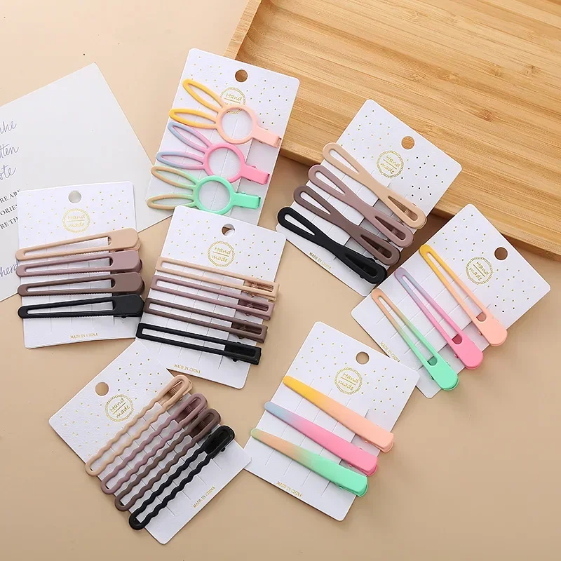 3/4pcs Seamless Hair Clip Hair Styling Barrette Candy Color Hairpin Makeup Tools Headband Clips WomenFashion Hair Accessories