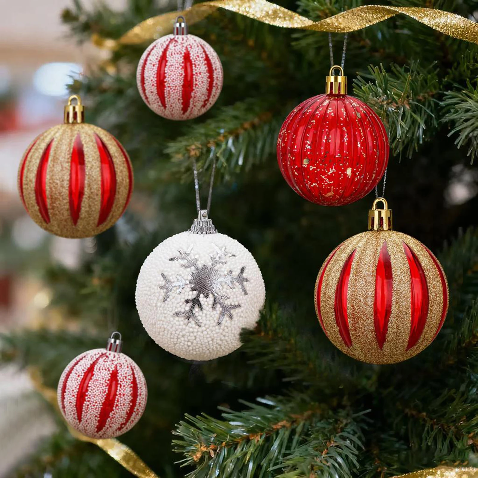 9 PCS Elegant Christmas Decorative Orbs, Perfect for Holiday Home Decor, 6CM Christmas Tree Orbs, Sparkling Christmas Tree Decor