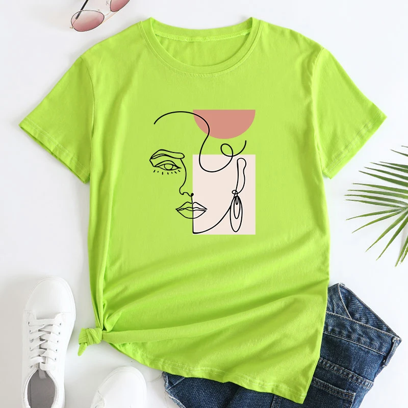 Face sketch T-shirt Cotton Rock trash vintage Summer fashion unisex Casual Short Sleeve Tee