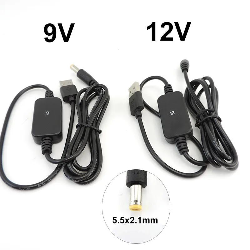 USB DC 5V to DC 9V 12V Step Up Cable Module USB Power Boost Line Step Up Module Converter Adapter Cable 5.5*2.1mm Plug
