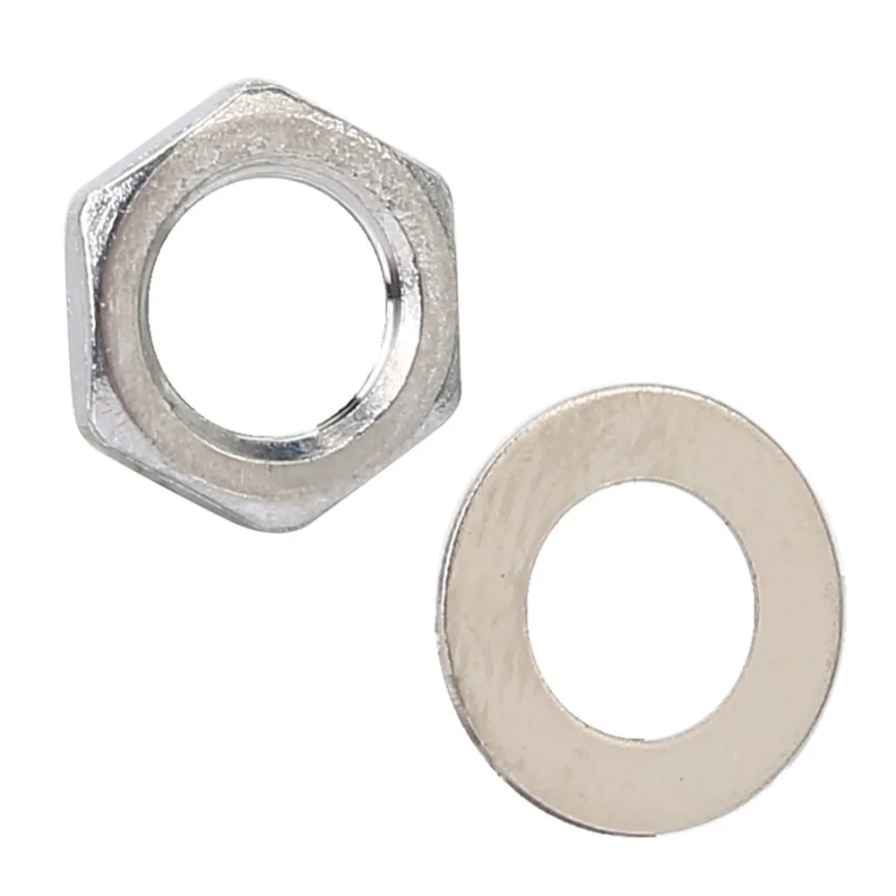 10 Sets Durable Metal Jack Nut Silver Washers Included Guitar Output Jack Nut Guitar Hardware Kit Guitar Replacement Parts