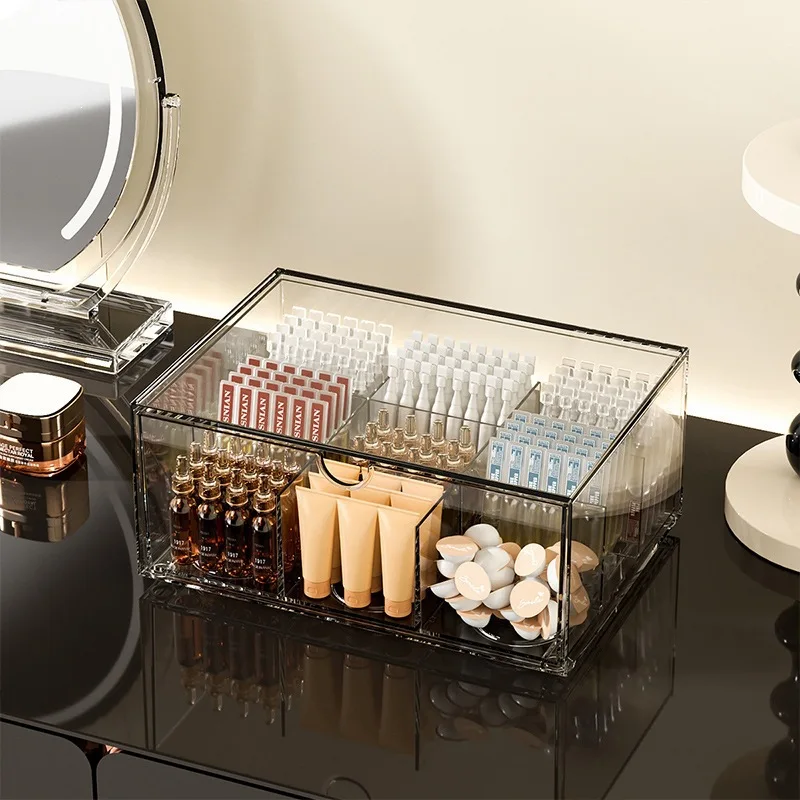 Cosmetics Can Be Stacked Desktop Transparent Drawer Type Skin Care Product Compartment Box Dustproof Large-capacity FinishingBox