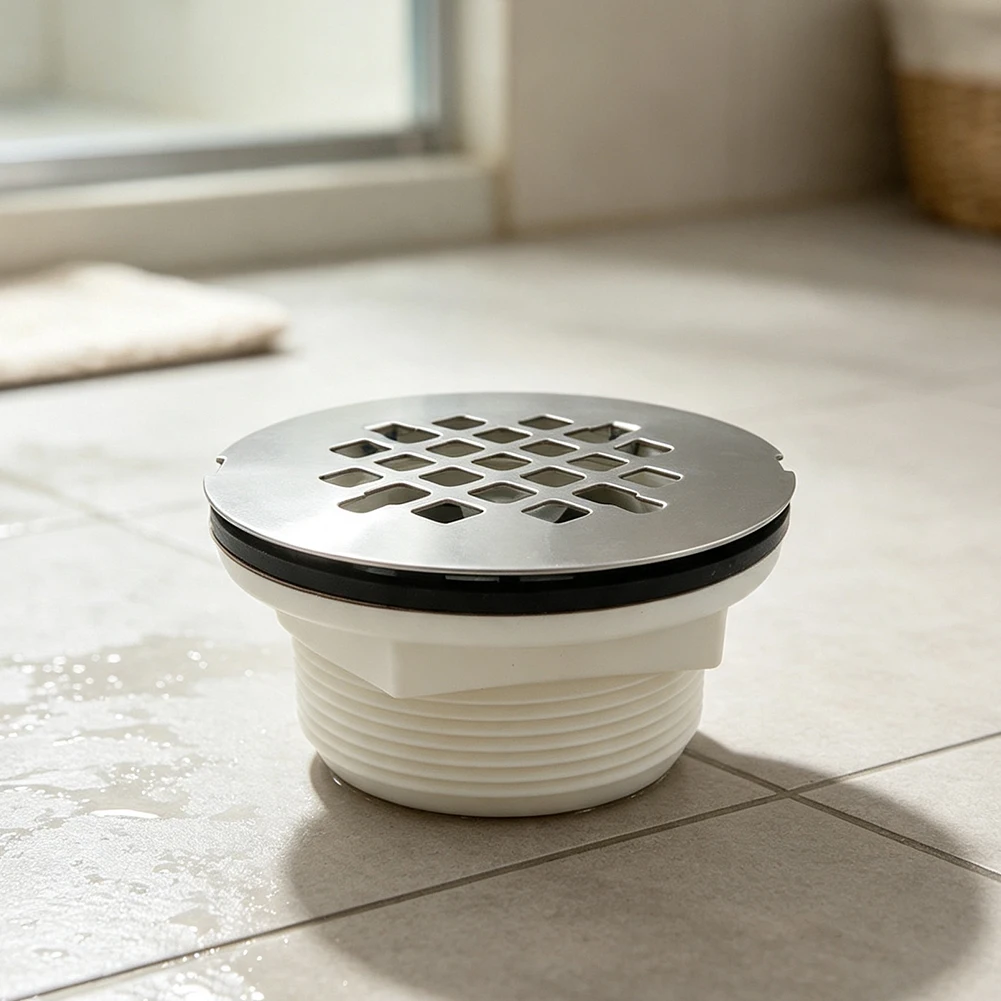 Integrated 2‑Inch Shower Drain Assembly, 304 Stainless‑Steel Floor Drain With Built‑In Hair Collector