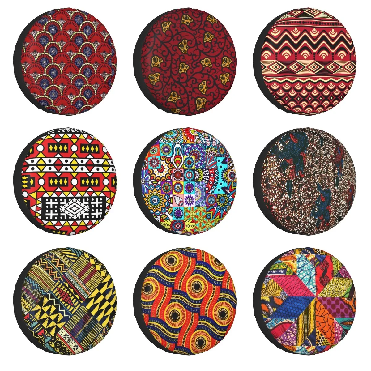 Ankara Dutch Wax Print Spare Wheel Tire Cover for Mitsubishi Pajero African Patterns Jeep RV SUV 4WD 4x4 Vehicle 14