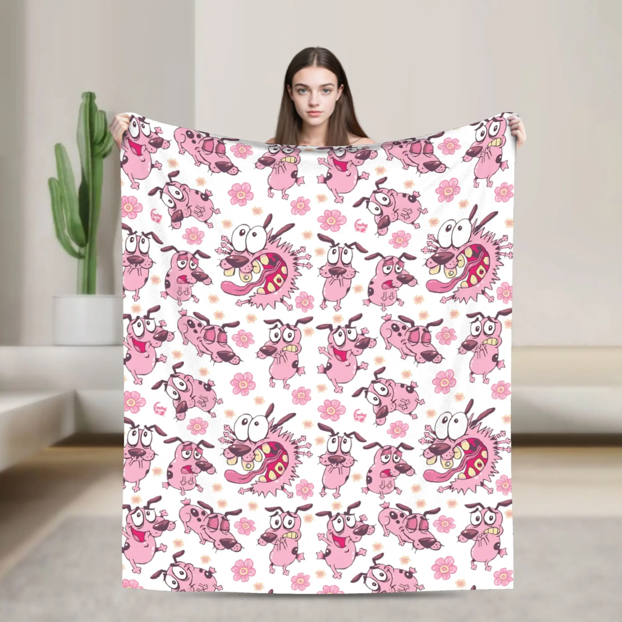 Couraged Cowardlys Dogs Blankets Cartoon Flannel Awesome Soft Throw Blanket for Bedding Lounge Autumn/Winter