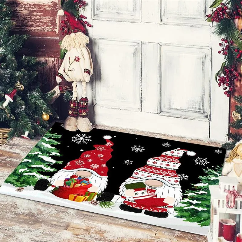 VIKAMA Christmas Entrance Floor Mats, Anti-Slip And Absorbent, Bathroom Floor Mats, Festive Atmosphere Home Decoration Carpets