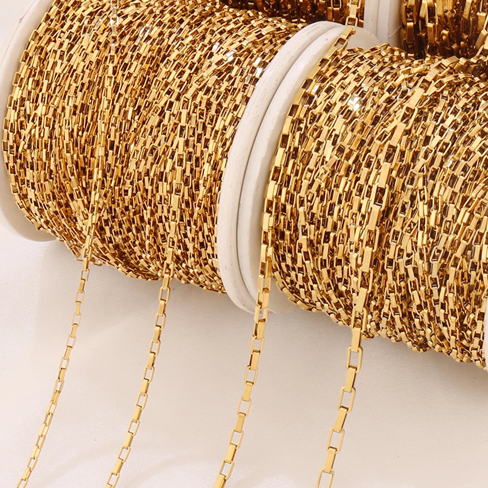 100cm Stainless Steel Long Box Chains Findings Chain For Jewelry Making DIY Necklace Bracelet Supplies Accessories