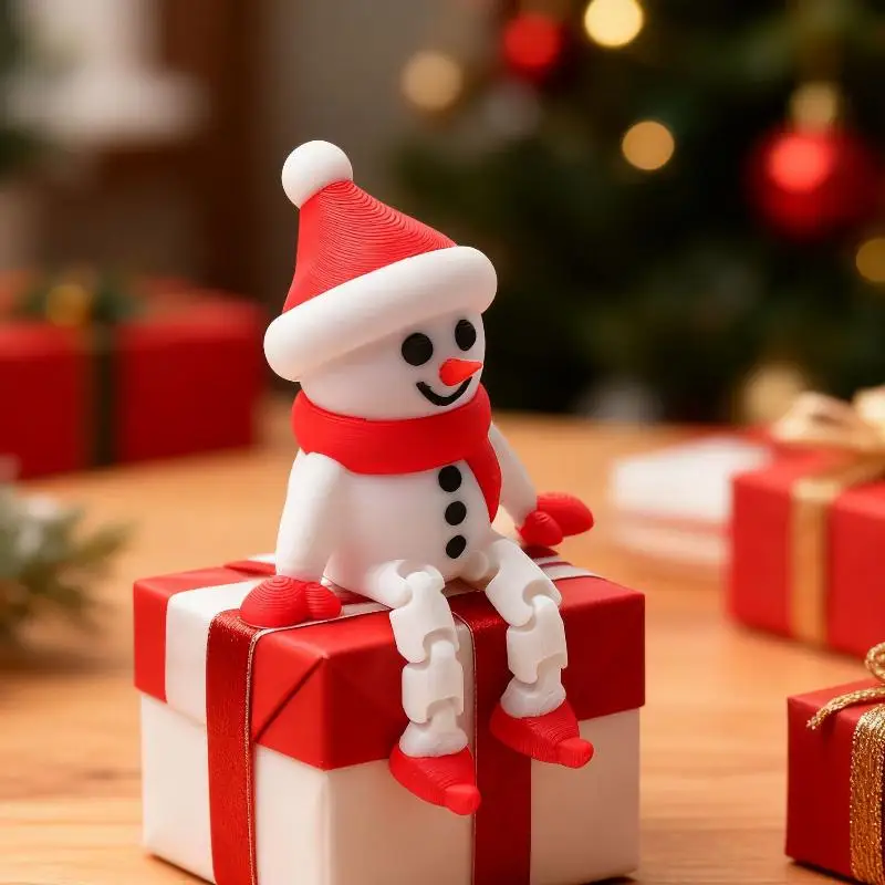 3D Printed Christmas Ornaments Cute Animal Figurines Snowman Deer Cat For Home Office Desk Shelf Decor New Year Gift Idea