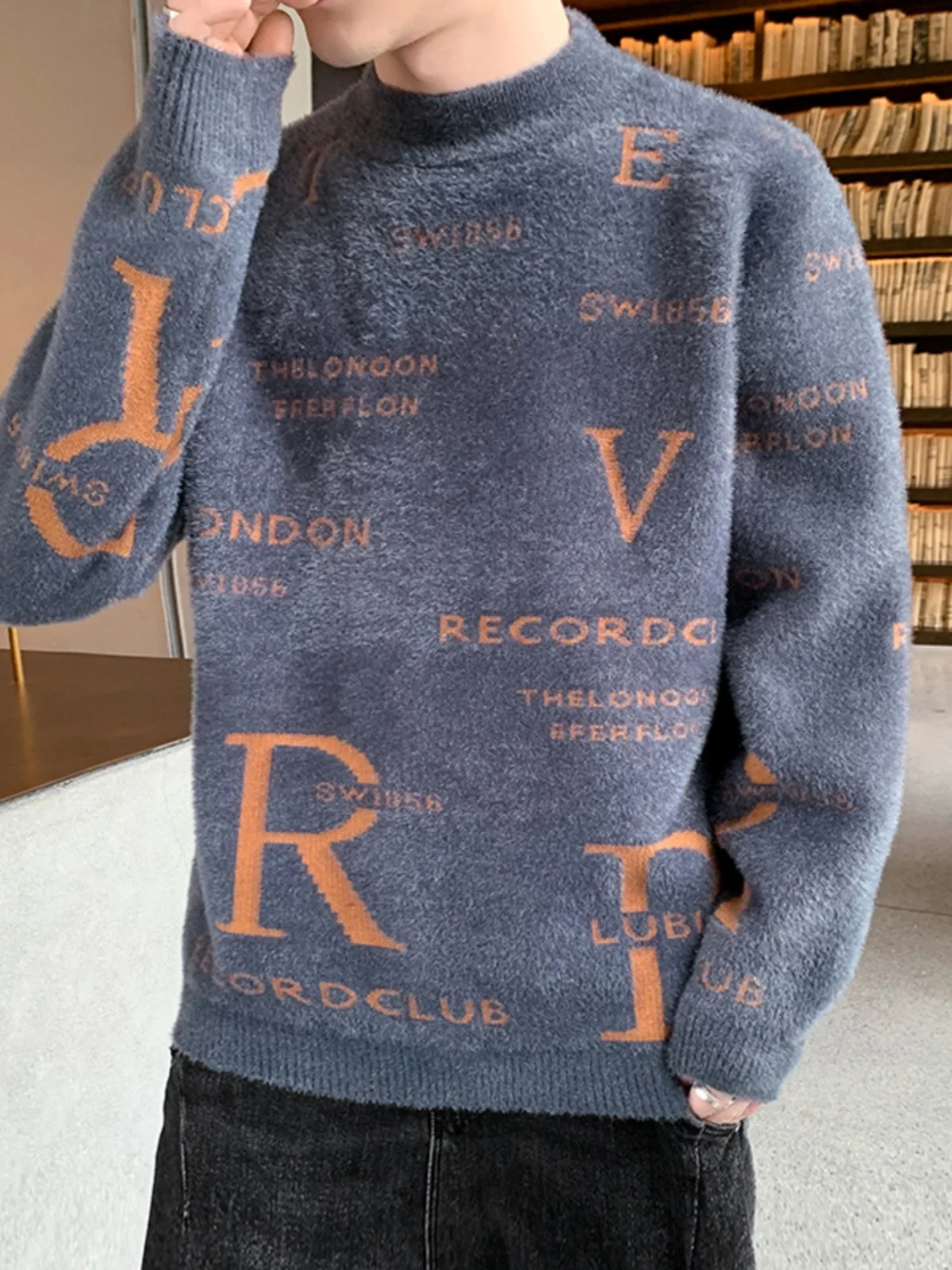 

Thiened Faux Fur Knitted Sweater for Teenage Boys 2 Years Old Middle School Students 3 Fce Lined Base Layer 5 Large C...