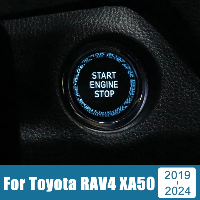 

ABS Car Engine One-Click Start Stop Button Ring Cover Circle Trim Sticker For Toyota RAV4 2019-2021 2022 2023 2024 RAV 4 XA50