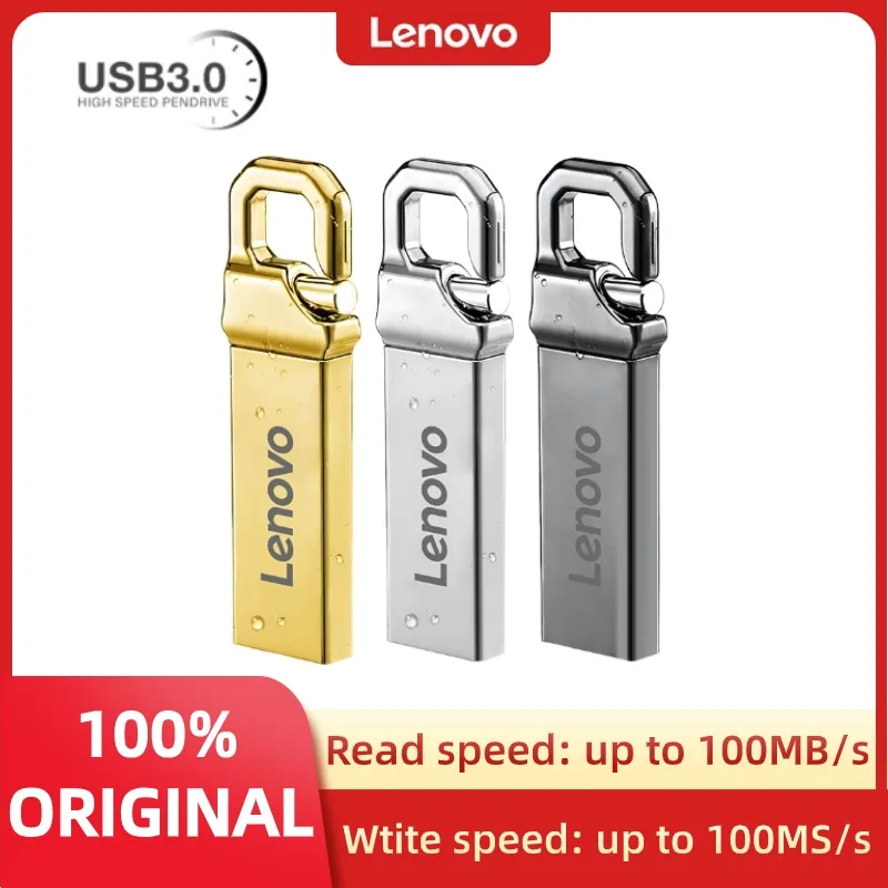 Lenovo-High Speed Mini Flash Drive, Pen Drive USB 3.0, Memory Stick, Tipo C, 1 TB, 2TB, 128GB