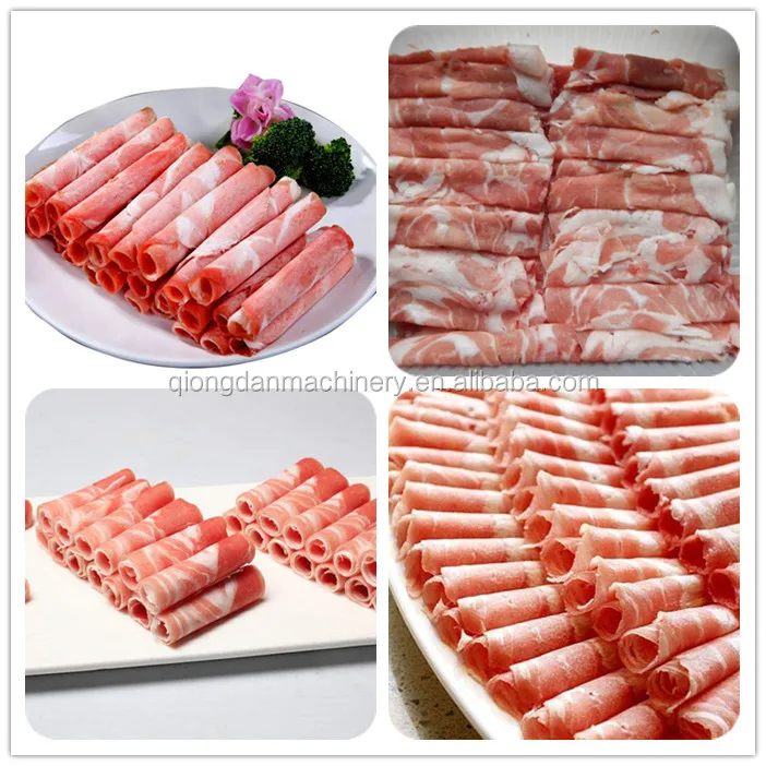 Restaurant Heavy Duty Automatic Frozen Meat Slice Slicer Mutton Beef Roll Cutter Machine Bacon Slicing Sausage Cutting Machine