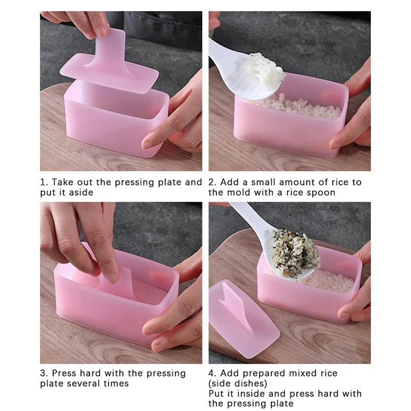 1 مجموعة لتقوم بها بنفسك صانع قوالب السوشي جديد الغذاء الصحافة غير عصا مستطيلة السوشي عدة أدوات يابانية المطبخ بينتو أونيجيري كرة الأرز مجموعة #5