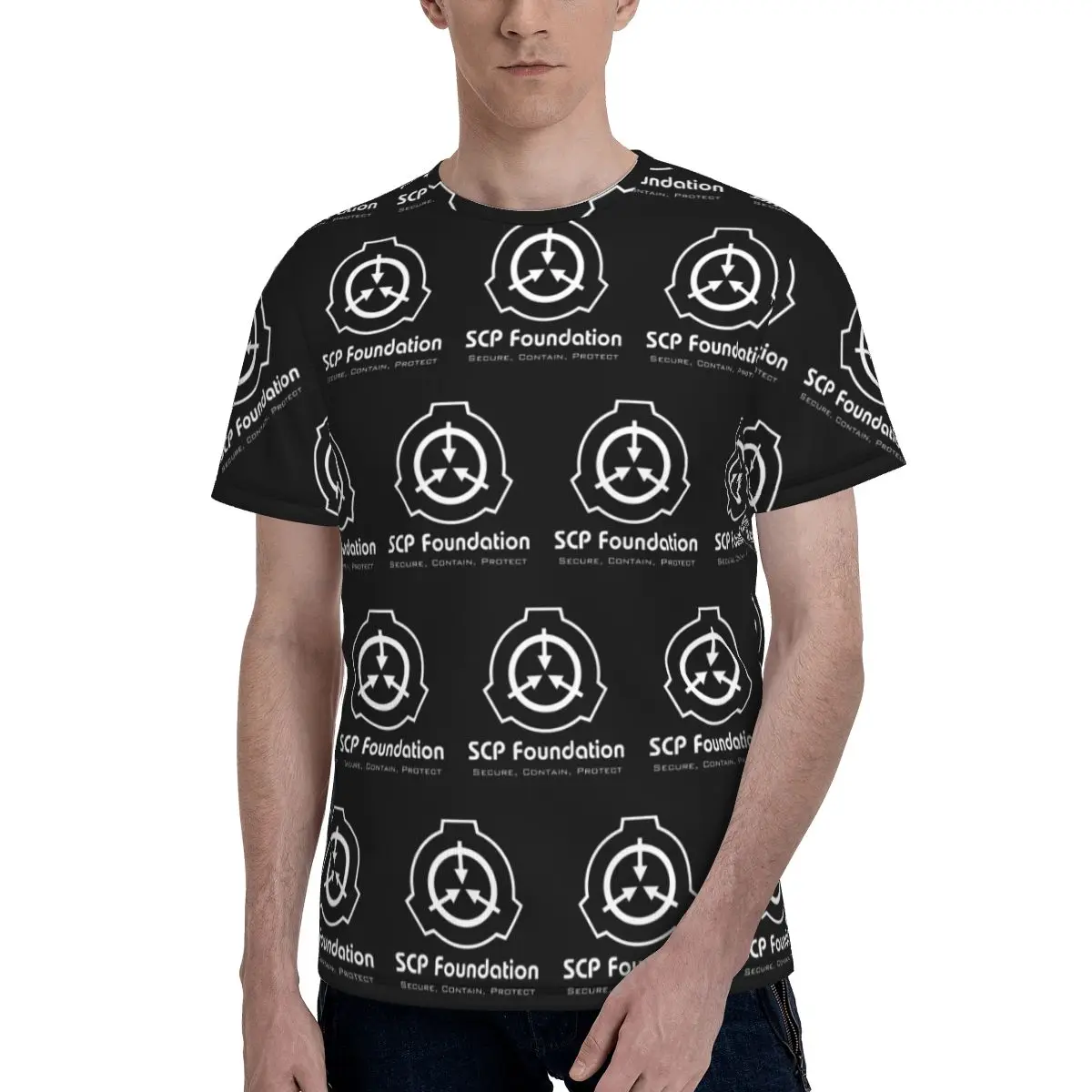 SCP Foundation T-Shirt for Men Cotton T Shirts Men's Short Sleeve Round Neck Summer Clothes Tops