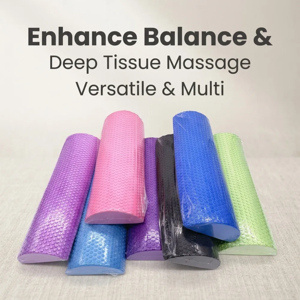 30/45cm Half Round EVA Massage Foam Roller Yoga Pilates Fitness Equipment Balance Pad Yoga Blocks With Massage Floating Point