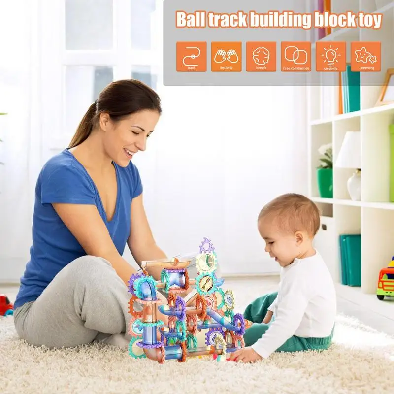 Marble Track Set DIY Construction Marble Run Race Track Building Blocks Kids 3D Maze Ball Roll Toys Children Christmas Gifts