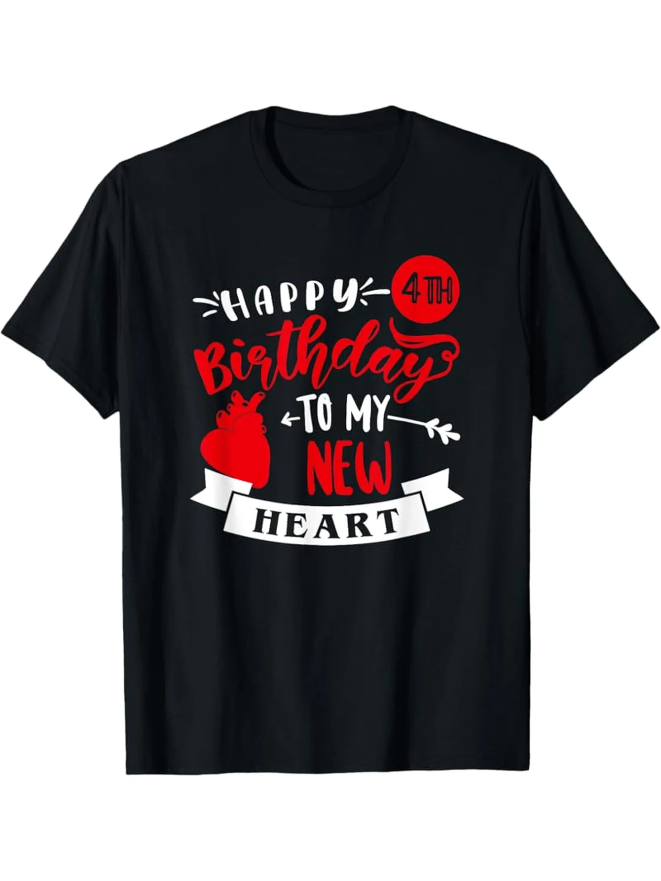 

Men'S Happy 4th Birthday to My New Heart & Transplant Anniversary T-Shirt - Funny Organ Donation