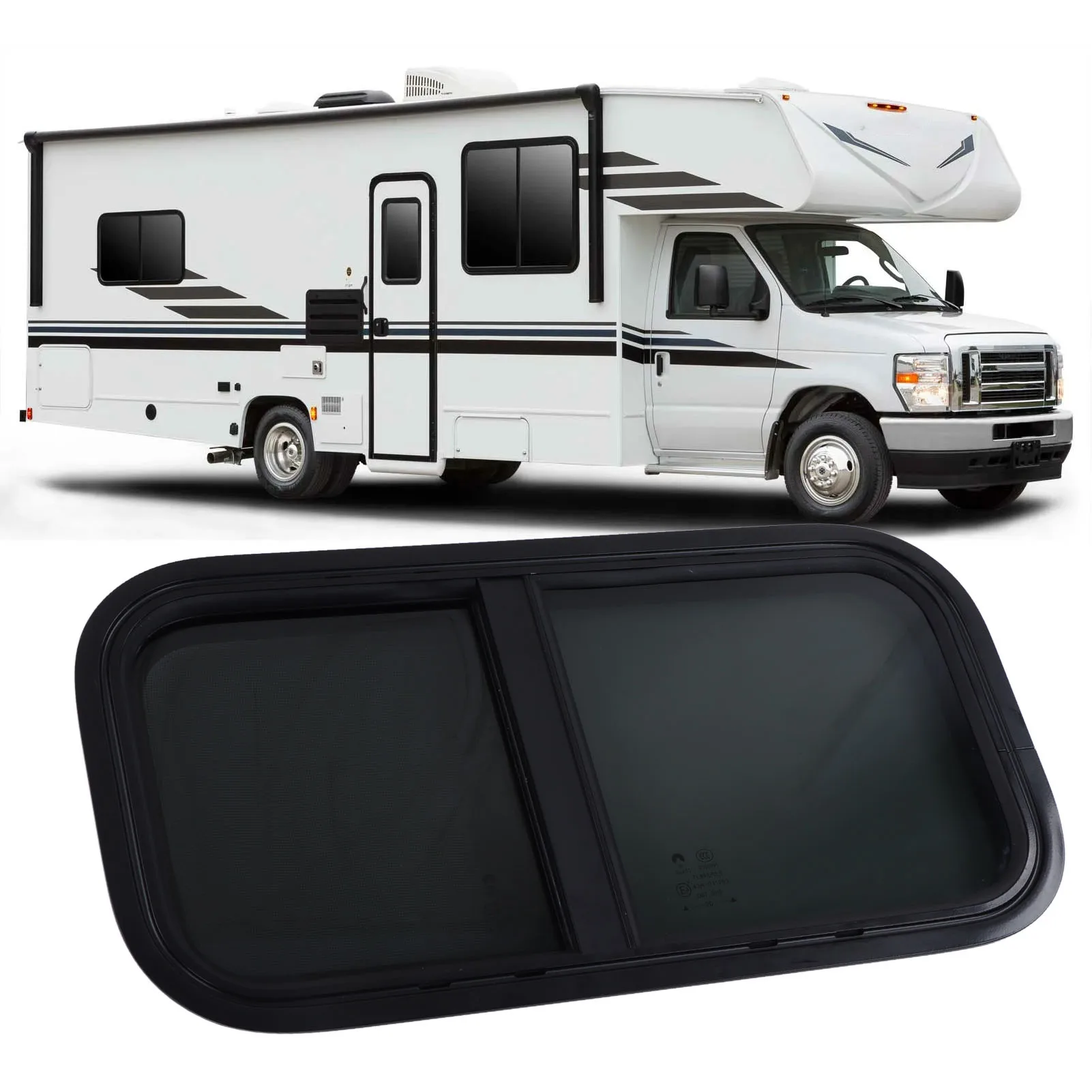 RV Window 600x300mm RV Window with Screen Vertical Horizontal Sliding for Campers Trailers Construction Vehicles  Window
