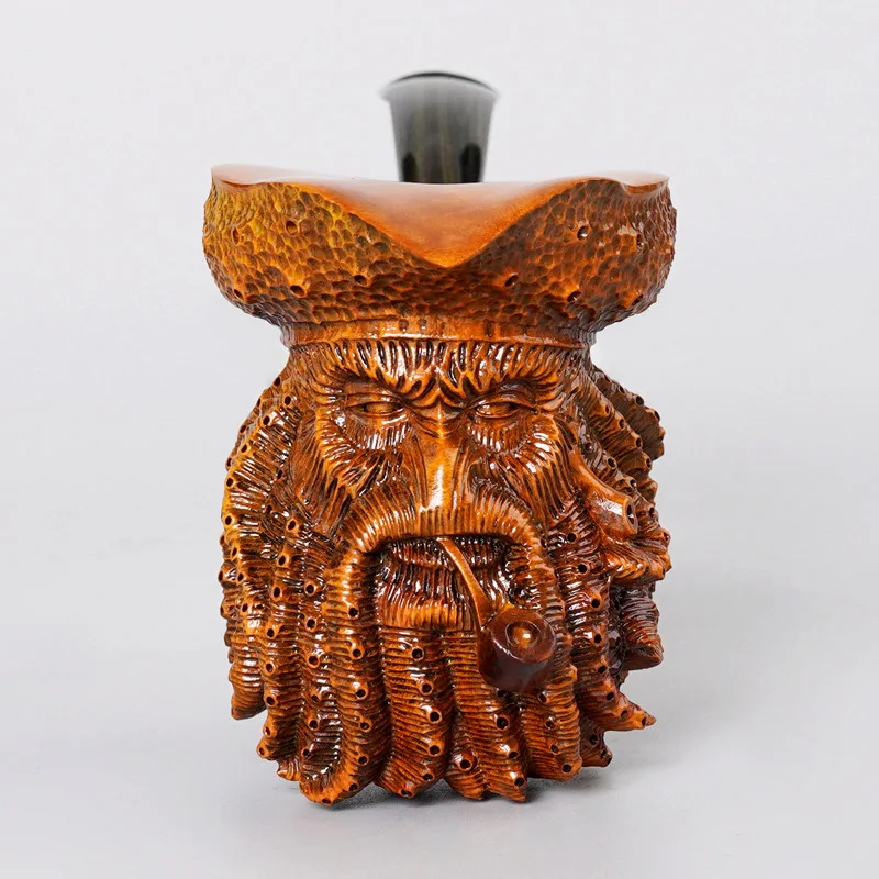 High Quality Handmade Stone Wooden Pipe Smoking Carving Creative Pipe Octopus Shape With Cumberland Drip