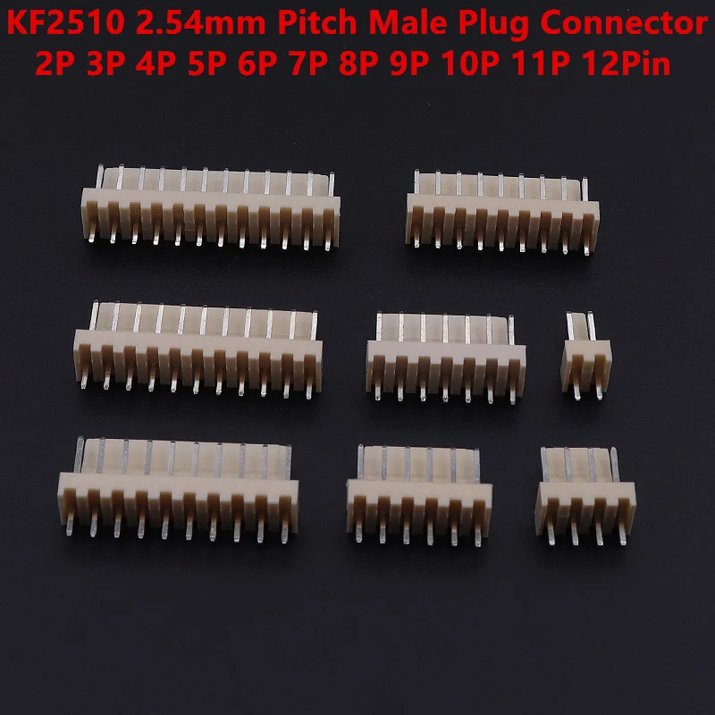 50Pcs KF-2510 2.54mm Pitch Male Plug 2P/3P/4P/5P/6/7/8/9/10/11/12p Pin Header PCB Connector Straight Pin Header KF2510 Connector