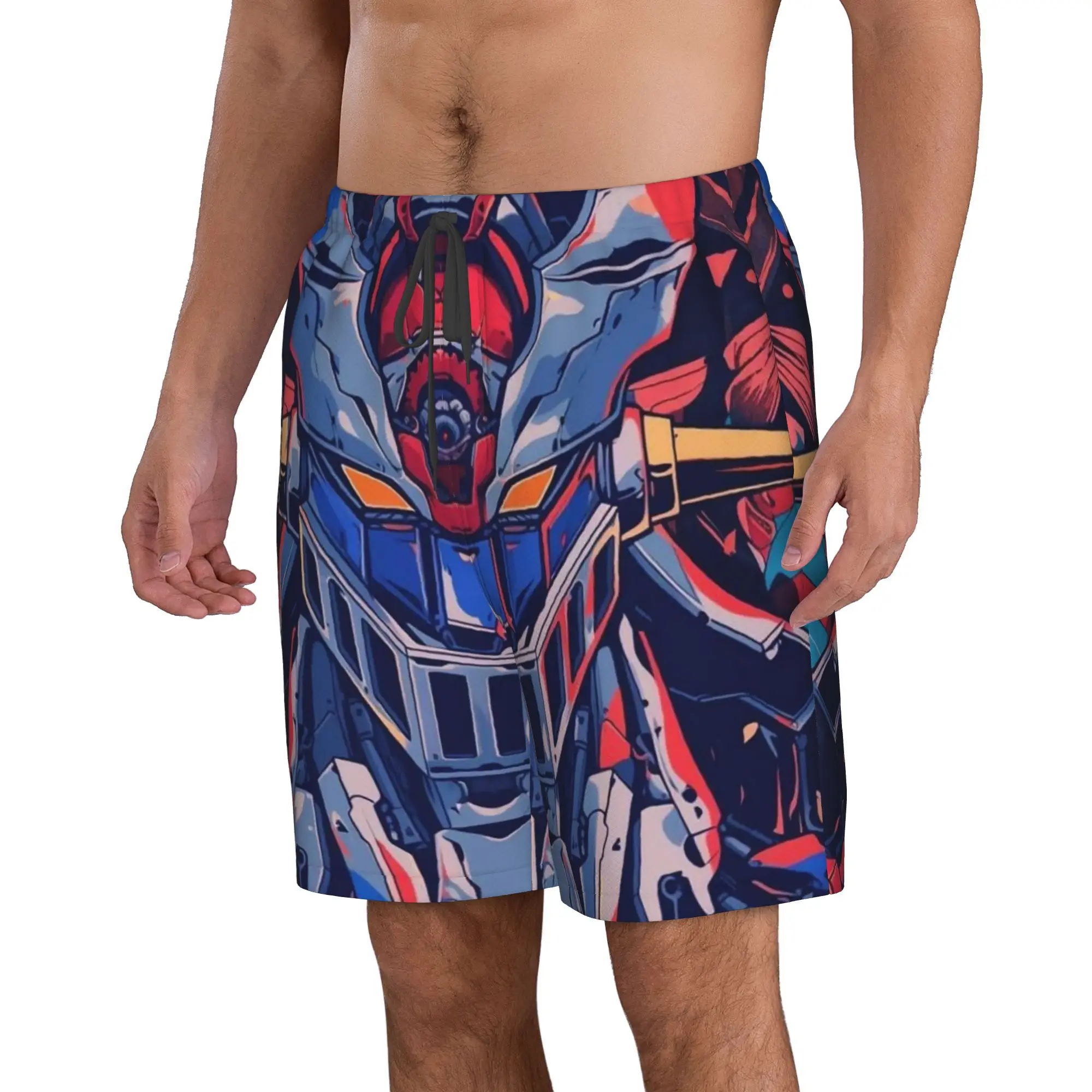 Anime Robot Print Mazinger Z Trunks Beach Board Shorts Casual Quick Dry Swimming Summer Men Pants