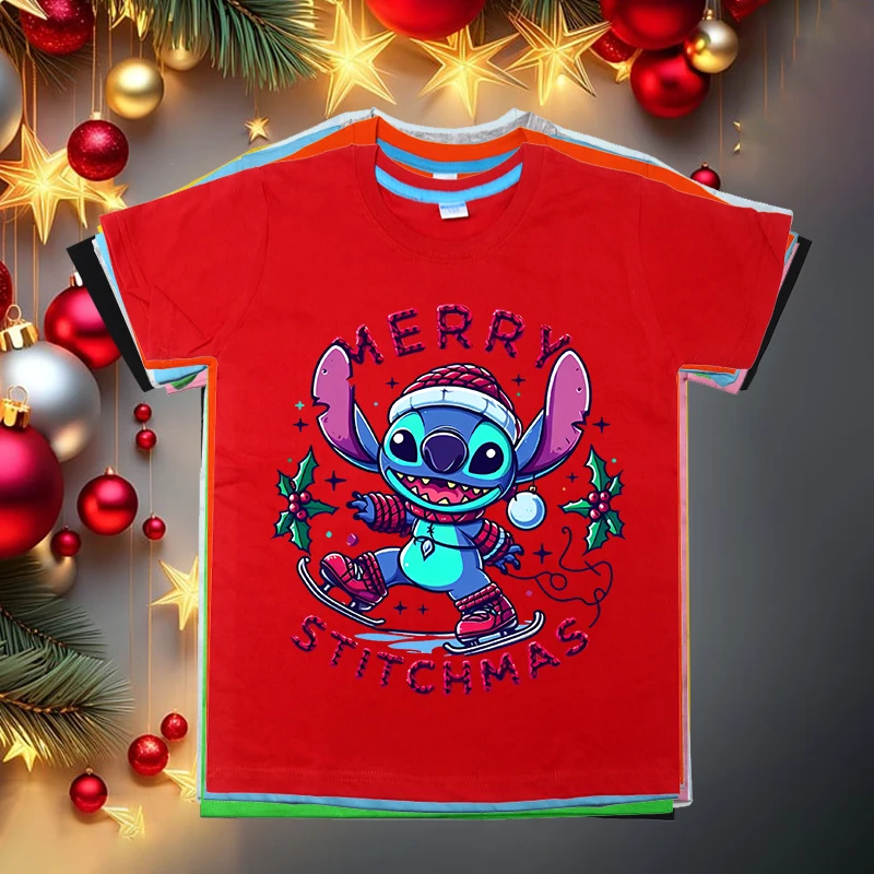 Camiseta fofa de Natal para crianças, algodão puro, manga curta, tops casuais para meninos e meninas, presente de feriado