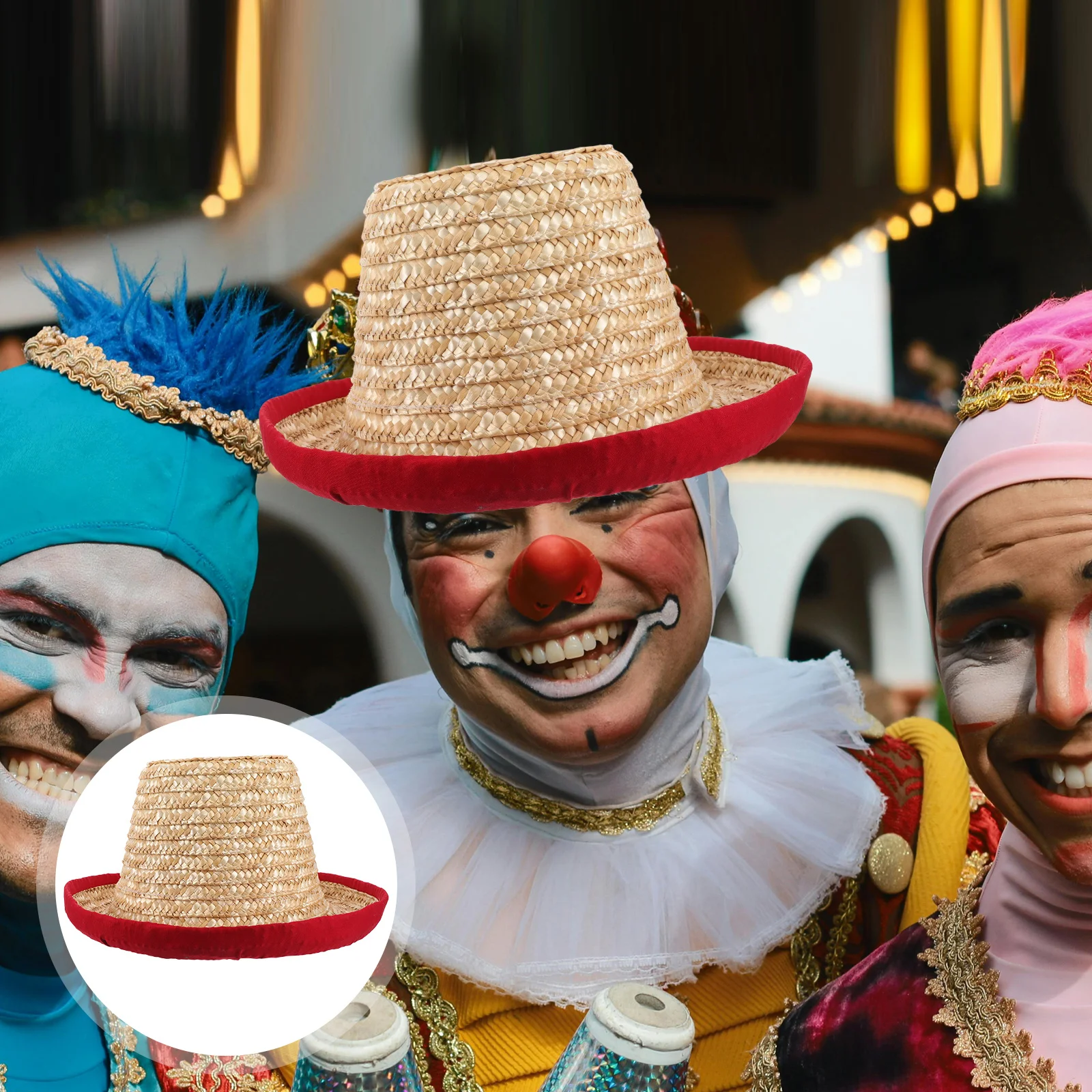 

Straw Hat For Juggling Acrobatics Street Dance Performance Handmade Brim Sun Hat Cosplay Costume Beach Summer Protection