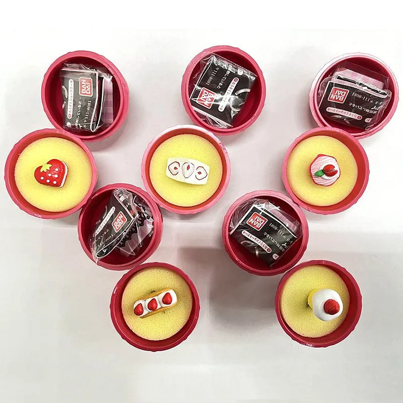 BANDAI Japan Gashapon Figure Anime Cute Mini Strawberry Ring Dessert Cake Miniature Model Kawaii Capsule Toys Figurine Gift