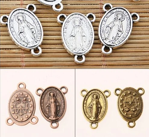 17*12mm Catholicism Religious Connector Design  with 3 Holes In 3 Colors To Choose  30pcs Unit Beads for Jewelry Making