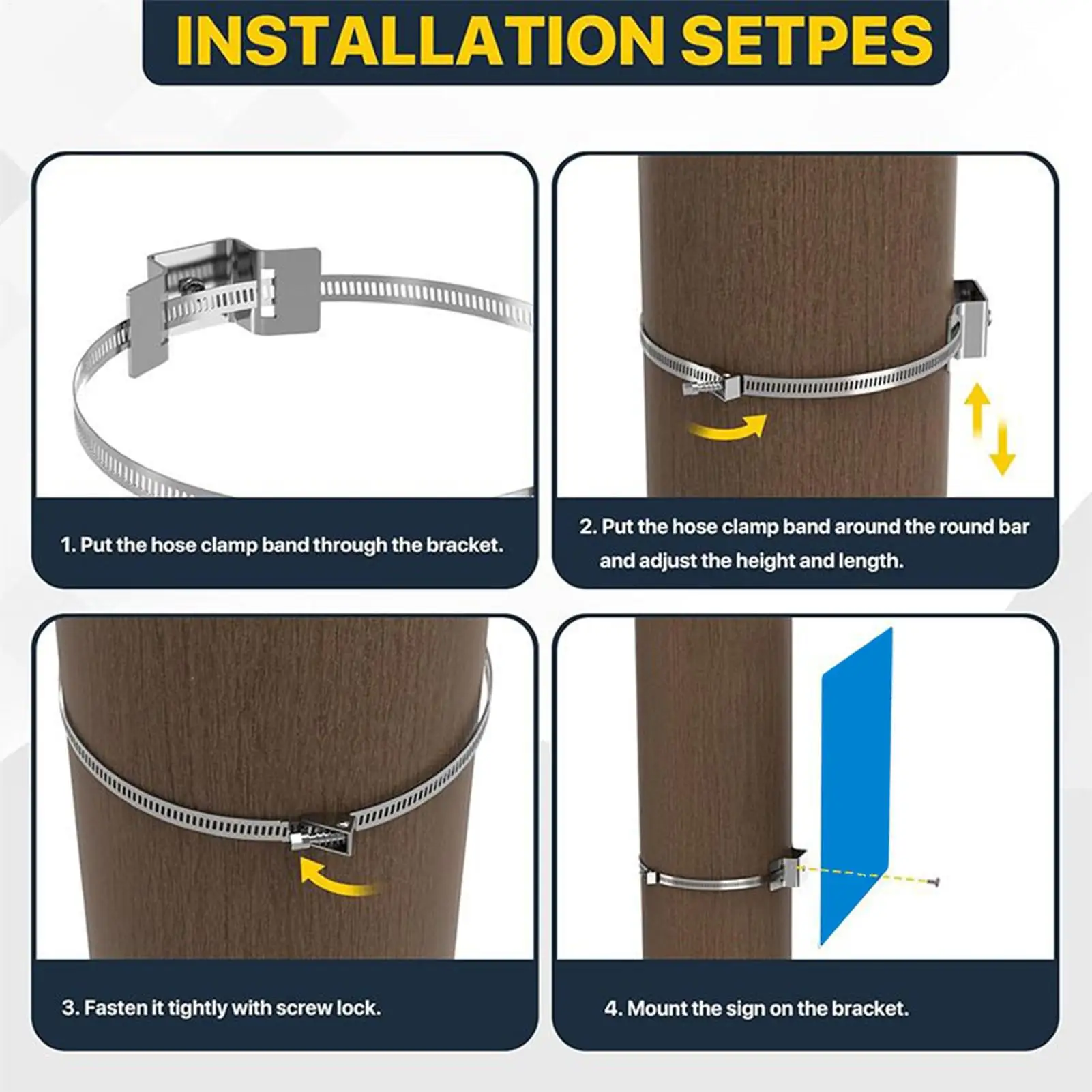 Кронштейны для столба, 2-х шт., кронштейн для дорожного знака, регулируемая металлическая фурнитура для круглых телефонных стержней, камеры, солнечная панель, вода