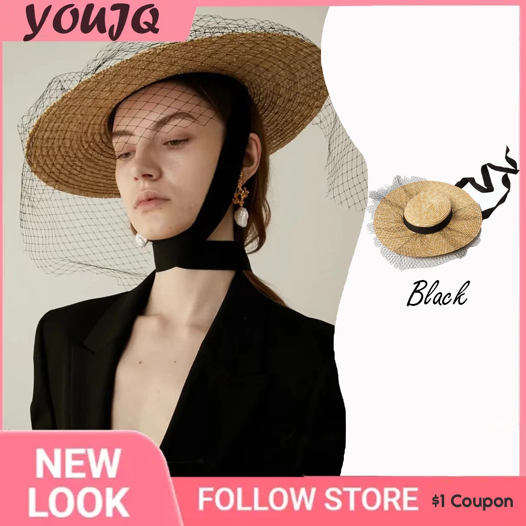 

INS Summner Dropshipping Handmade Straw Hats Long Ribbon Mesh Model Show Holiday Lady Sun Beach Caps For Women Leisure Hat