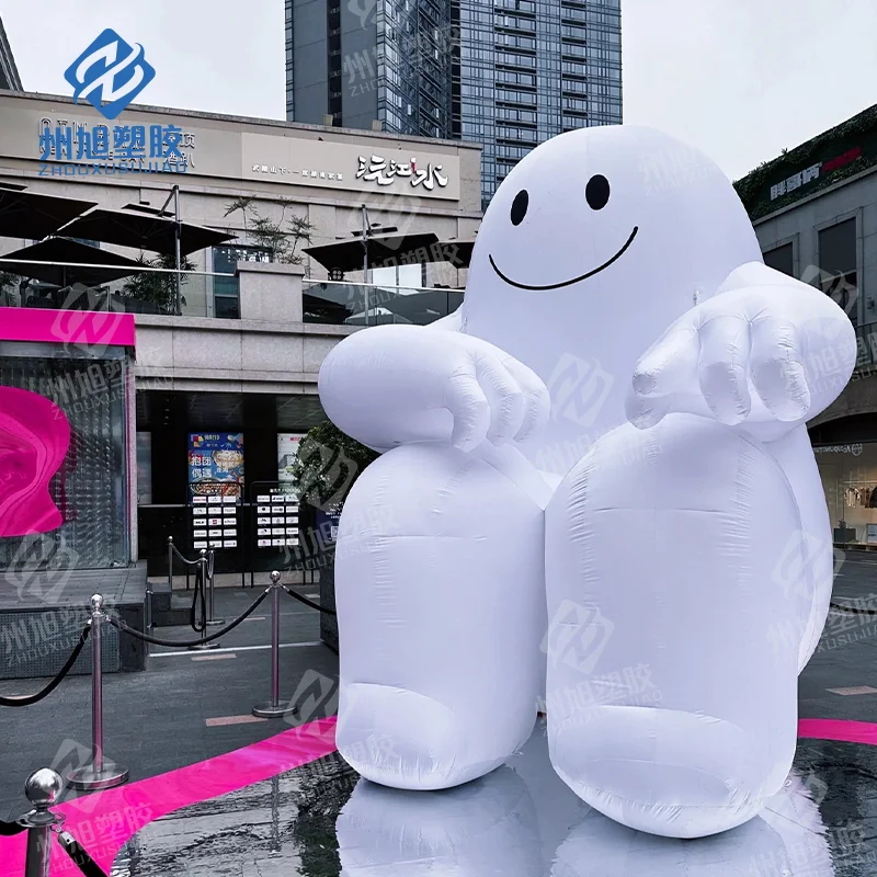 Enorme cartone animato gonfiabile uomo grande orso bianco seduto bambola galleria d'arte decorazione di attrazioni turistiche
