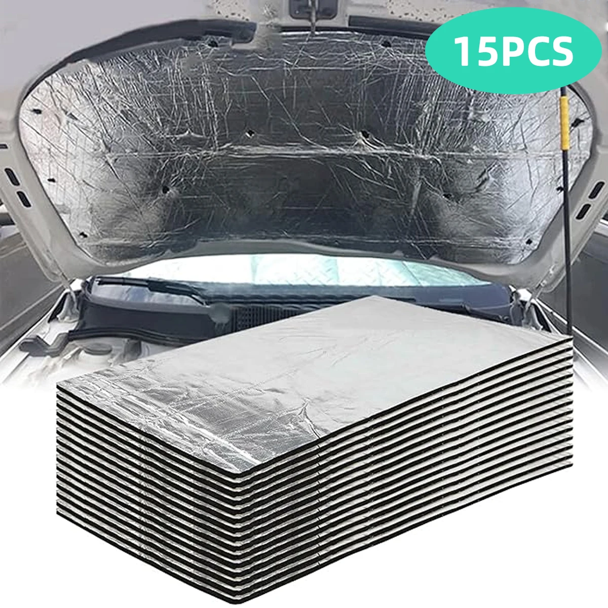 15Pcs Noise Insulatio Heatproof Mat for Car Acoustic Absorption Sound Deadener Foam Deadening Mat Car Hood Insulation Silent