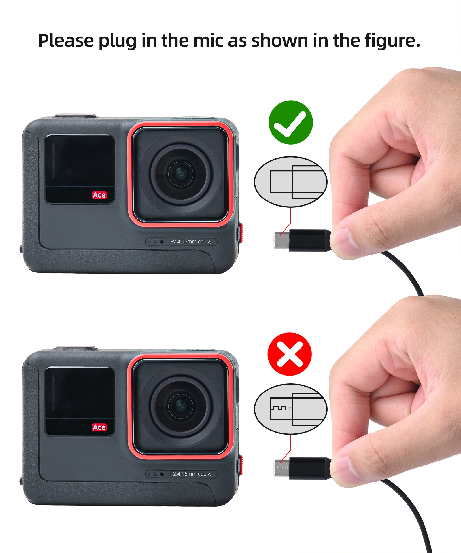 Insta360 Ace Pro 용 라 발리에 마이크 360 ​​Ace 녹음 마이크 Type-C 인터페이스 어댑터 용 전문 외부 마이크