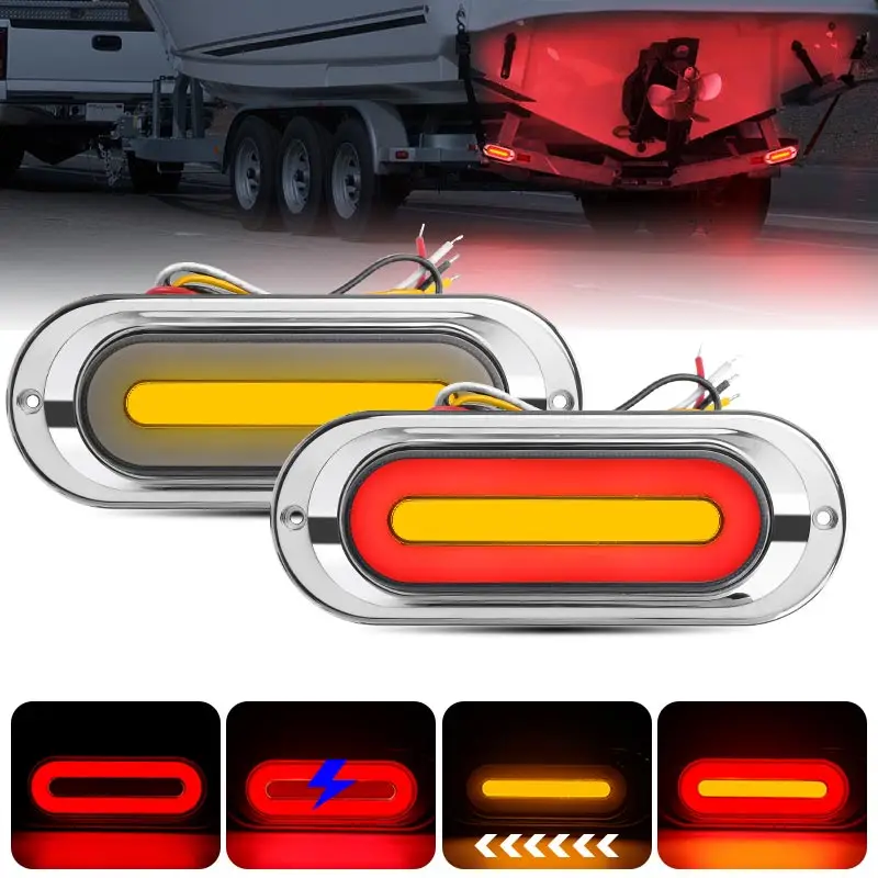 

144LED 3 in 1 LED Tail Light 9 inch Oval Turn Signal Light DRL Running Lamp Brake Stop Lamp Waterproof For Truck Trailer 12V 24V