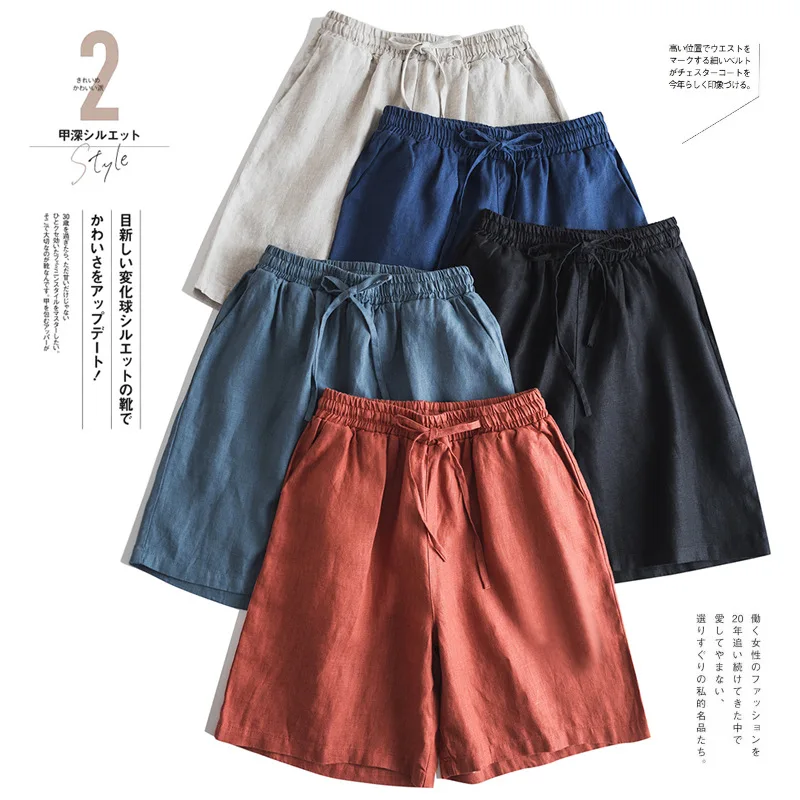 

Dave&di Pure Linen Classic Style Artistic Loose Casual Wide Leg Pants For Women