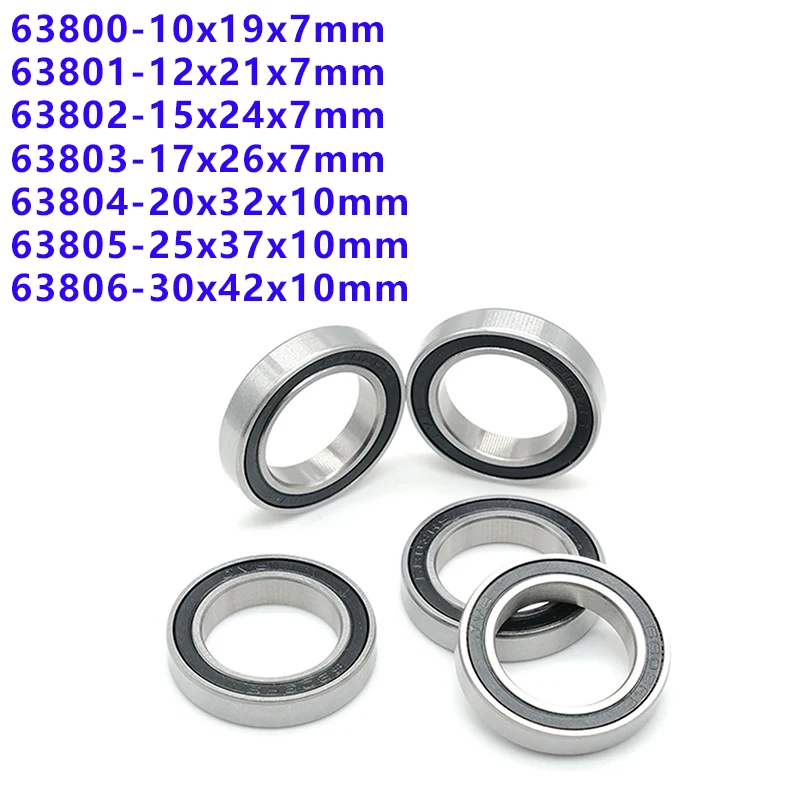 

5Pcs 63800 63801 63802 63803 63804 63805 ZZ 2Z Z RS 2RS Widened Deep Groove Ball Bearing High speed Bicycle Frame Pivot Bearings