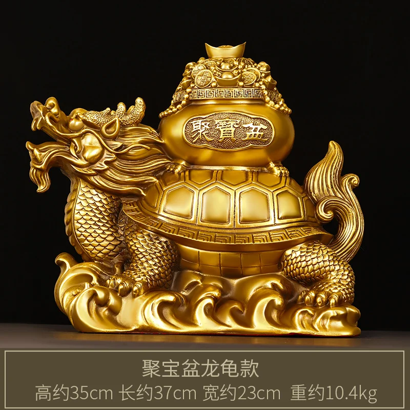 Ornament Full Copper Treasure Bowl Eight Trigrams Dragon Head Mother and Child Turtle Baxi Large Myt