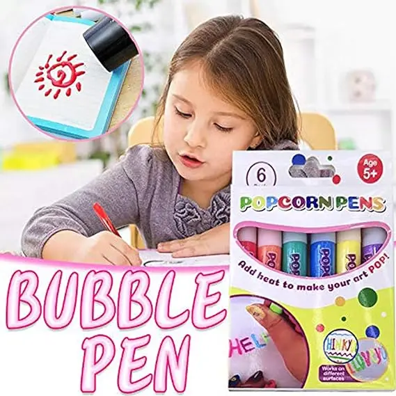 3D Magic Popcorn Pens Puffy Paint Bubble Pen For Greeting Birthday Cards Kids Children 3D Art Pens Kids Gifts School Stationery