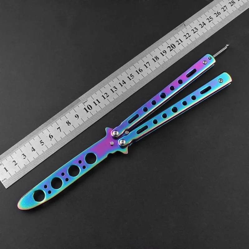 

Portable Butterfly Training Knife Foldable CSGO Balisong Trainer Pocket Flail Knife Uncut Blade Butterfly Comb for Training Tool